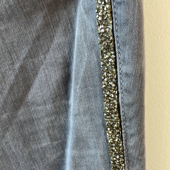 Zara gray light wash stretchy crystal studded ankle legging denim pants size 10 - Picture 13 of 14